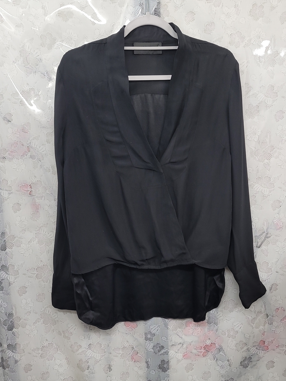 Marlene Birger Faux Wrap Draped V-Neck Blouse Size 34 Or 4